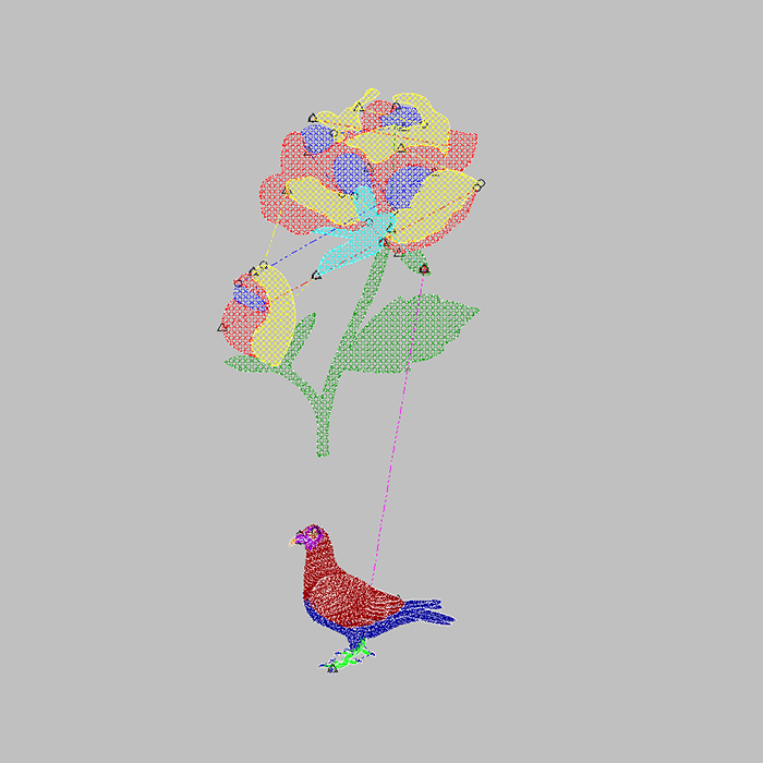 Птица и цветочная вышивка для длинного рукава